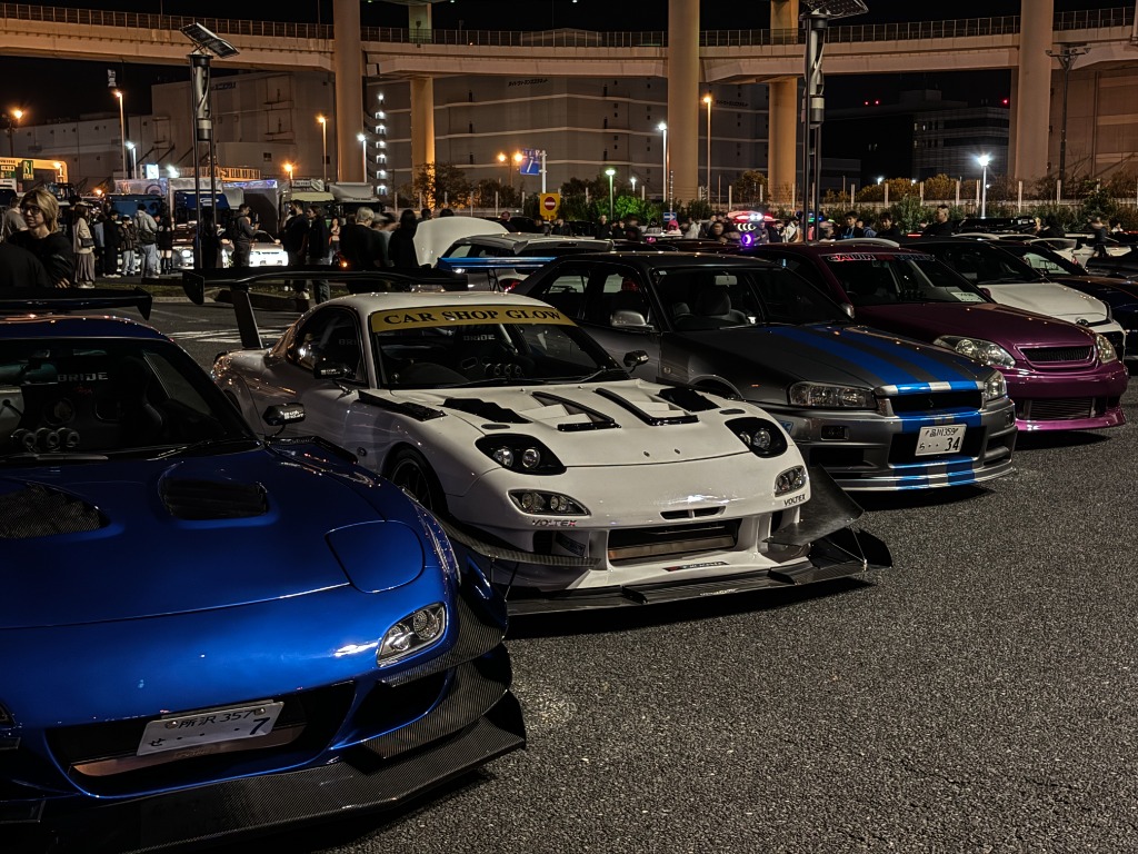 Nissan Skyline GT-R parked at night